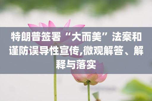 特朗普簽署“大而美”法案和謹(jǐn)防誤導(dǎo)性宣傳,微觀解答、解釋與落實(shí)