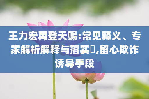 王力宏再登天賜:常見釋義、專家解析解釋與落實?,留心欺詐誘導手段