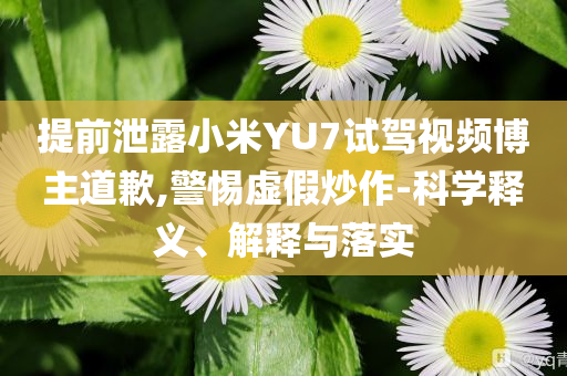提前泄露小米YU7試駕視頻博主道歉,警惕虛假炒作-科學釋義、解釋與落實