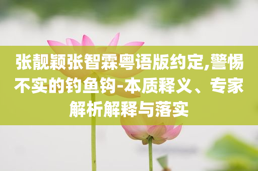 張靚穎張智霖粵語版約定,警惕不實的釣魚鉤-本質(zhì)釋義、專家解析解釋與落實