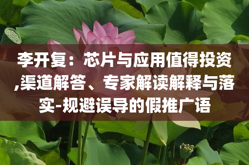 李開(kāi)復(fù)：芯片與應(yīng)用值得投資,渠道解答、專家解讀解釋與落實(shí)-規(guī)避誤導(dǎo)的假推廣語(yǔ)