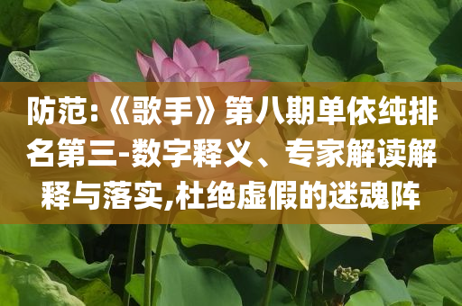防范:《歌手》第八期單依純排名第三-數(shù)字釋義、專家解讀解釋與落實,杜絕虛假的迷魂陣
