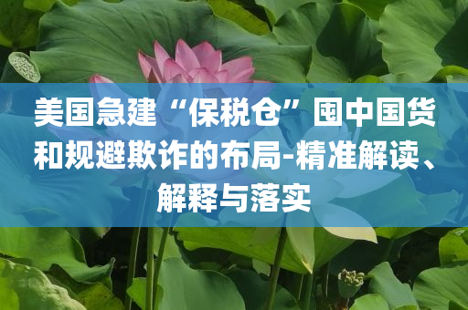 美國急建“保稅倉”囤中國貨和規(guī)避欺詐的布局-精準解讀、解釋與落實