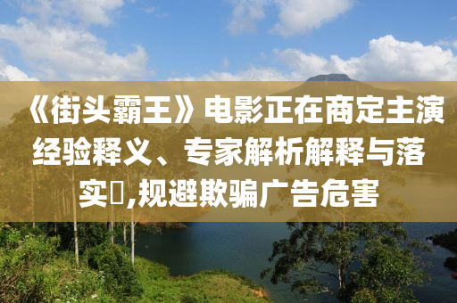 《街頭霸王》電影正在商定主演經驗釋義、專家解析解釋與落實?,規(guī)避欺騙廣告危害