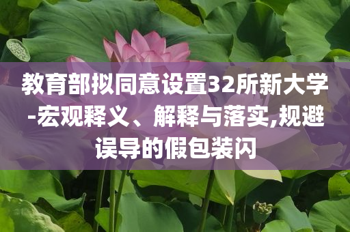 教育部擬同意設置32所新大學-宏觀釋義、解釋與落實,規避誤導的假包裝閃