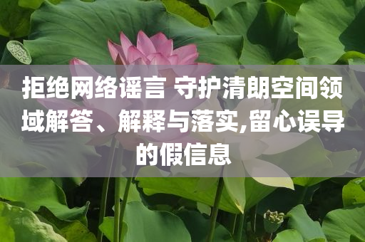 拒絕網絡謠言 守護清朗空間領域解答、解釋與落實,留心誤導的假信息