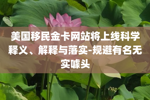 美國移民金卡網站將上線科學釋義、解釋與落實-規避有名無實噱頭