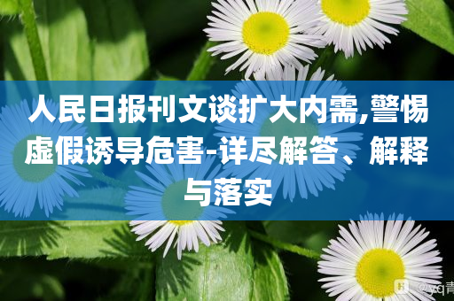人民日報刊文談擴大內需,警惕虛假誘導危害-詳盡解答、解釋與落實