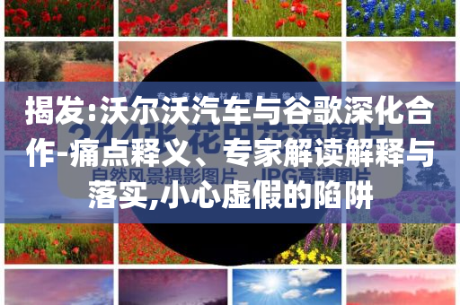 揭發(fā):沃爾沃汽車與谷歌深化合作-痛點釋義、專家解讀解釋與落實,小心虛假的陷阱
