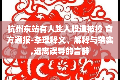 杭州東站有人跳入股道被撞 官方通報-條理釋義、解釋與落實,遠離誤導的言辭