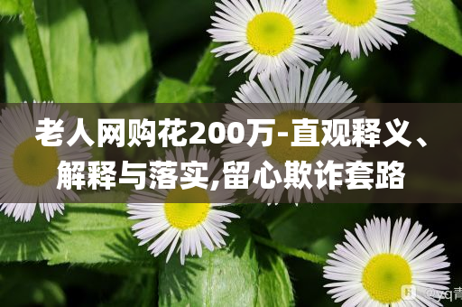 老人網(wǎng)購花200萬-直觀釋義、解釋與落實,留心欺詐套路