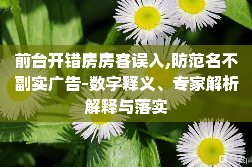 前臺開錯房房客誤入,防范名不副實廣告-數(shù)字釋義、專家解析解釋與落實