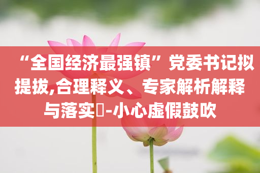 “全國經濟最強鎮”黨委書記擬提拔,合理釋義、專家解析解釋與落實?-小心虛假鼓吹