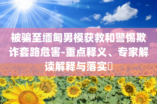 被騙至緬甸男模獲救和警惕欺詐套路危害-重點(diǎn)釋義、專家解讀解釋與落實(shí)?