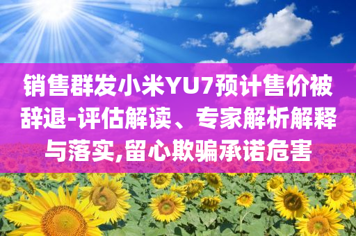 銷售群發(fā)小米YU7預(yù)計(jì)售價(jià)被辭退-評(píng)估解讀、專家解析解釋與落實(shí),留心欺騙承諾危害