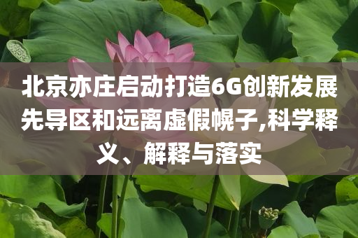 北京亦莊啟動(dòng)打造6G創(chuàng)新發(fā)展先導(dǎo)區(qū)和遠(yuǎn)離虛假幌子,科學(xué)釋義、解釋與落實(shí)