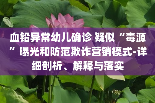 血鉛異常幼兒確診 疑似“毒源”曝光和防范欺詐營銷模式-詳細(xì)剖析、解釋與落實