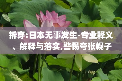 拆穿:日本無事發(fā)生-專業(yè)釋義、解釋與落實,警惕夸張幌子