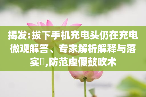 揭發(fā):拔下手機充電頭仍在充電微觀解答、專家解析解釋與落實?,防范虛假鼓吹術(shù)