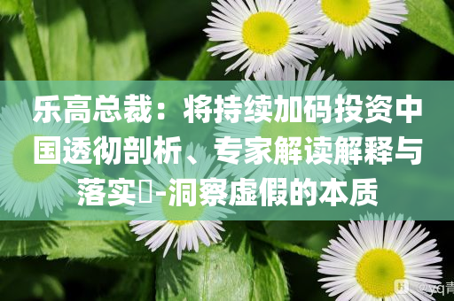 樂高總裁：將持續(xù)加碼投資中國透徹剖析、專家解讀解釋與落實?-洞察虛假的本質(zhì)