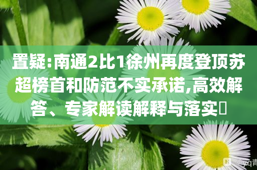 置疑:南通2比1徐州再度登頂蘇超榜首和防范不實承諾,高效解答、專家解讀解釋與落實?