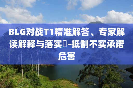 BLG對戰(zhàn)T1精準(zhǔn)解答、專家解讀解釋與落實?-抵制不實承諾危害