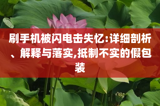 刷手機(jī)被閃電擊失憶:詳細(xì)剖析、解釋與落實(shí),抵制不實(shí)的假包裝
