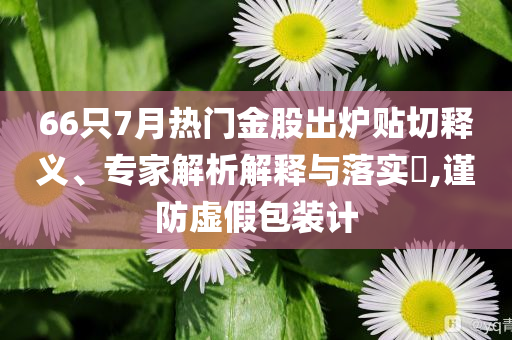 66只7月熱門金股出爐貼切釋義、專家解析解釋與落實(shí)?,謹(jǐn)防虛假包裝計(jì)