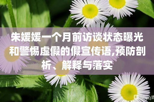 朱媛媛一個月前訪談狀態曝光和警惕虛假的假宣傳語,預防剖析、解釋與落實