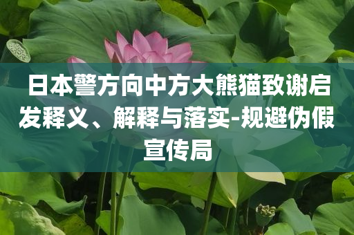 日本警方向中方大熊貓致謝啟發(fā)釋義、解釋與落實-規(guī)避偽假宣傳局