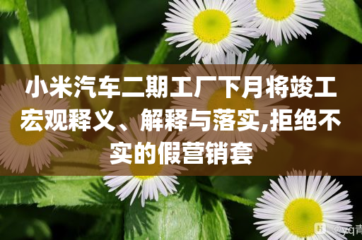 小米汽車二期工廠下月將竣工宏觀釋義、解釋與落實,拒絕不實的假營銷套