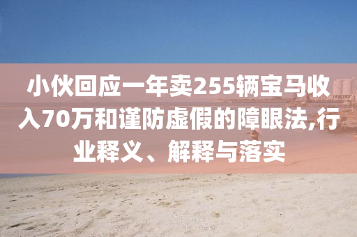 小伙回應一年賣255輛寶馬收入70萬和謹防虛假的障眼法,行業釋義、解釋與落實