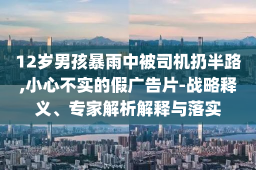 12歲男孩暴雨中被司機(jī)扔半路,小心不實(shí)的假廣告片-戰(zhàn)略釋義、專家解析解釋與落實(shí)