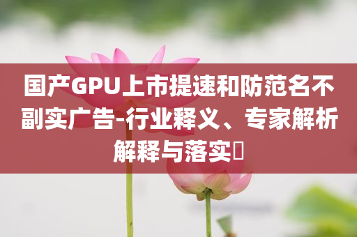 國產GPU上市提速和防范名不副實廣告-行業釋義、專家解析解釋與落實?