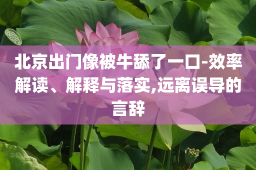 北京出門像被牛舔了一口-效率解讀、解釋與落實,遠離誤導的言辭