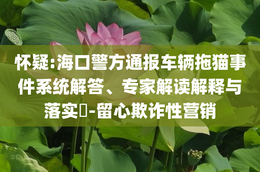 懷疑:海口警方通報車輛拖貓事件系統(tǒng)解答、專家解讀解釋與落實(shí)?-留心欺詐性營銷