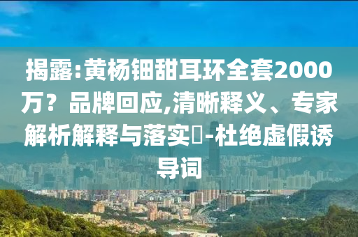 揭露:黃楊鈿甜耳環全套2000萬？品牌回應,清晰釋義、專家解析解釋與落實?-杜絕虛假誘導詞