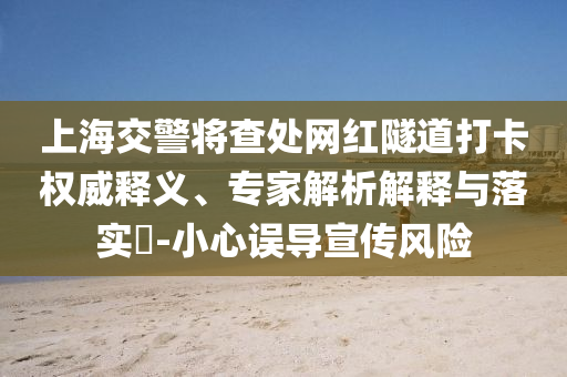 上海交警將查處網紅隧道打卡權威釋義、專家解析解釋與落實?-小心誤導宣傳風險