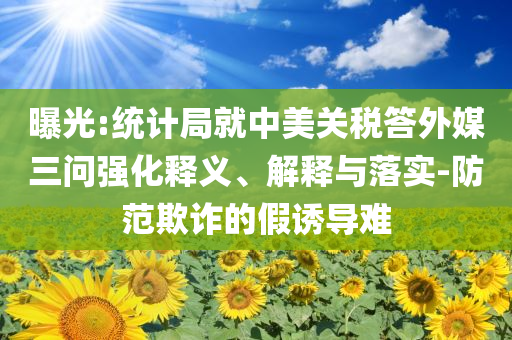 曝光:統計局就中美關稅答外媒三問強化釋義、解釋與落實-防范欺詐的假誘導難