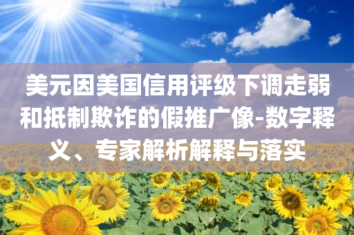 美元因美國信用評級下調走弱和抵制欺詐的假推廣像-數字釋義、專家解析解釋與落實