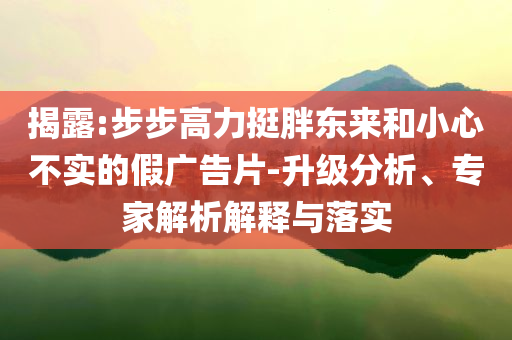 揭露:步步高力挺胖東來和小心不實的假廣告片-升級分析、專家解析解釋與落實
