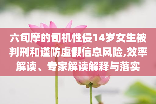 六旬摩的司機(jī)性侵14歲女生被判刑和謹(jǐn)防虛假信息風(fēng)險(xiǎn),效率解讀、專家解讀解釋與落實(shí)