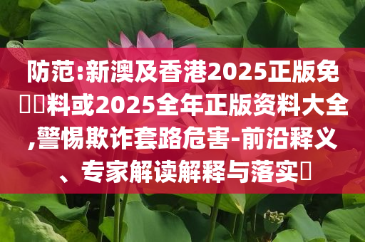 防范:新澳及香港2025正版免費資料或2025全年正版資料大全,警惕欺詐套路危害-前沿釋義、專家解讀解釋與落實?