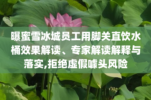 曝蜜雪冰城員工用腳關直飲水桶效果解讀、專家解讀解釋與落實,拒絕虛假噱頭風險