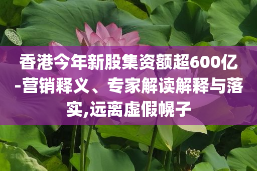 香港今年新股集資額超600億-營銷釋義、專家解讀解釋與落實,遠(yuǎn)離虛假幌子
