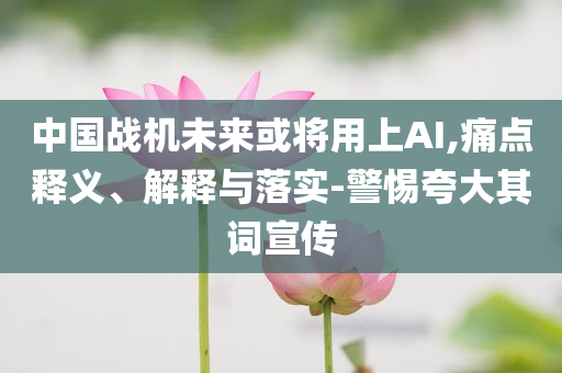 中國戰(zhàn)機未來或?qū)⒂蒙螦I,痛點釋義、解釋與落實-警惕夸大其詞宣傳