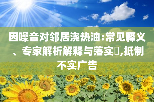 因噪音對鄰居澆熱油:常見釋義、專家解析解釋與落實?,抵制不實廣告